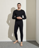 1 x RAW Customer Returns LAPASA Men s 100 Merino Wool Thermal Underwear Set, Premium Merino Wool Undershirt Underpants, Warm Thermal Functional Underwear M31, Warm, Large, Black  - RRP €70.58