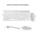 1 x RAW Customer Returns Joyaccess Wireless Keyboard 2.4GHz Ultra Thin Compact Wireless Portable Quiet 2400dpi Ergonomic Keyboard for PC Smart TV Computer AZERTY Layout - White Silver - RRP €38.99