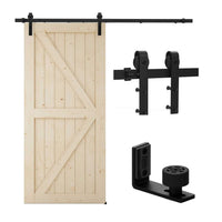 1 x RAW Customer Returns TSMST 6.6FT 200CM Single Sliding Door Track, Rustic Black Accessory Kit with Adjustable Floor Guide - RRP €58.68