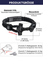 1 x RAW Customer Returns Bandmax Black Thor s Hammer Men s Bracelet Length 23 CM Viking Leather Bracelet Mj lnir Braided Bracelet with Magnetic Clasp Viking Jewelry - RRP €28.99