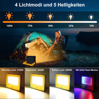 1 x RAW Customer Returns Left 60W LED Battery Work Light 10000mAh 16 Light Modes Construction Site Lamp LED Construction Spotlight Solar USB Rechargeable Magnet Work Light Portable Camping Lamp for Repair, Workshop, Tent, Emergency - RRP €26.51