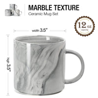 1 x RAW Customer Returns SHOWFULL 340ml Marble Coffee Mugs, Set of 4-Stackable Novelty Marble Ceramic Cups for Milk, Soup, Water, Cocoa Gray  - RRP €25.82