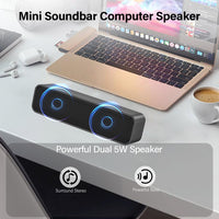 1 x RAW Customer Returns ADELGO SoundBar Mini USB Speaker, Computer Speakers Laptop Speakers for PC, Computer, Laptop, Notebook, Tablet - Plug and Play - Gray - RRP €19.98