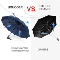 1 x RAW Customer Returns JIGUOOR 12 Ribs Umbrella Windproof Travel Umbrella Compact, Light, Automatic, Strong and Portable, Folding Backpack Auto Open Close Umbrella for Rain, Men and Women-Blue - RRP €21.17