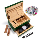 1 x RAW Customer Returns Marvero Large Bamboo Box Tray Set, Gift Set Grinder Box Premium Stash Box Removable Tray Glasses Crusher Set All Accessories 25 18 14 CM  - RRP €49.18