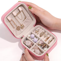 1 x Brand New RONGYI Small Jewelery Box, Jewelery Box for Travel Jewelery Bag for Jewelery Storage, Small Leather Jewelery Box for Earrings, Storage, Rings, Delicate Chains, Watches and Lipstick, Pink - RRP €20.4