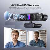 1 x RAW Customer Returns DEPSTECH 4K Webcam, Equipped with Sony Sensor, Full HD Streaming Web Cam with Microphone for PC, Stereo Sound, Adjustable Field of View, 3X Zoom, Lighting Correction for Video Call - RRP €79.99