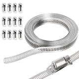 1 x RAW Customer Returns 5M Hose Clamps Endless 304 Stainless Steel Adjustable Hose Clamps Strap Hose Clips with Screw Clamp 12 Pieces for Water Pipe Tank Gas Pipe Radiator Automobile Tubing - RRP €16.72