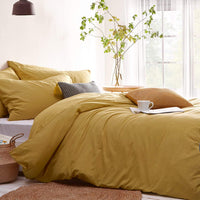 1 x RAW Customer Returns Lanqinglv bed linen 135x200cm 2-piece yellow gold plain duvet cover 135x200cm with zipper and pillowcase 80x80cm made of renforce microfiber - RRP €27.12