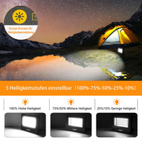 1 x RAW Customer Returns MEIKEE 60W LED construction spotlight 10000MAH LED work light battery spotlight 4 light modes camping lamp portable 5 brightness levels solar USB charging battery lamp for camping, garage, construction, emergency - RRP €29.99