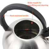 1 x RAW Customer Returns ROSSETTO kettle tea kettle 2.5 liters made of high-quality stainless steel rust-proof induction kettle tea maker with whistle, suitable for all types of stoves, classic whistling kettle - RRP €23.18