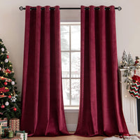 1 x RAW Customer Returns MIULEE Red Velvet Curtain with Eyelets, Beautiful Soft Velvet Curtains for Decoration Bedroom Living Room, 2 Pieces Velvet Curtains Opaque Each 245 cm High, Thick Velvet Thermal Curtain Winter - RRP €48.99