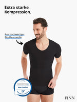 1 x RAW Customer Returns FINN figure-shaping compression undershirt for men - shapewear short-sleeved shirt with tummy control effect - body shaper for men made of cotton black M - RRP €42.64