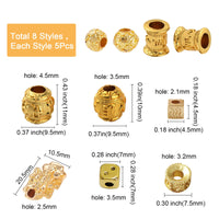 1 x Brand New SUNNYCLUE 1 Box 40pcs 8 Styles Pixiu Beads Gold Plated Feng Shui Charms Alloy Barrel Column Pi Yao Pixie Good Luck Wealth Ball Spacers Large Hole for Jewelry Making - RRP €19.2