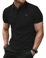 1 x RAW Customer Returns HMIYA Men s Polo Shirt Short Sleeve Polo Shirt Logo, Black, 4XL - RRP €28.21