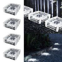 1 x RAW Customer Returns HIQE-FL Set of Solar Paving Stones Outdoor Lights, 4Pcs Solar Stones for Outdoor Garden Waterproof, 10X10X5cm, LED Solar Floor Lights Solar Lamps Outdoor, Decoration Lights for Garden, Balcony, Path White  - RRP €21.17