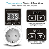 1 x RAW Customer Returns pieces temperature controller socket with sensor, 230v thermostat socket heating digital temperature controller with LCD switch cooling temperature switch for greenhouse aquarium terrarium reptiles 2 P  - RRP €14.51