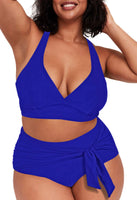 1 x RAW Customer Returns Viottiset Women s Two-Piece Bikini Tummy Control Plus Size High Waisted Cheeky Swimsuit 02 Sapphire Blue XXXX-Large - RRP €45.99