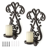 1 x RAW Customer Returns SUMNACON Vintage 2 PCS Wall Lights Made of Cast Iron Candle Holder Wall Candle Tea Light Wall Decorations Emblem Logo for Hotel Restaurant Apartment Living Room Bedroom Wall Mount Decoration Black  - RRP €30.24