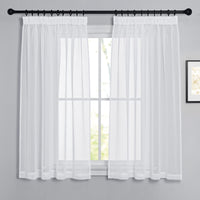 1 x RAW Customer Returns PONY DANCE Short Curtains with Ruffle Tape Set of 2 Curtains White Transparent H 137 x W 140 cm Transparent Curtains Living Room Modern Short Voile Curtains Linen Look - RRP €19.5