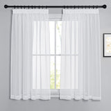 1 x RAW Customer Returns PONY DANCE Short Curtains with Ruffle Tape Set of 2 Curtains White Transparent H 137 x W 140 cm Transparent Curtains Living Room Modern Short Voile Curtains Linen Look - RRP €19.5