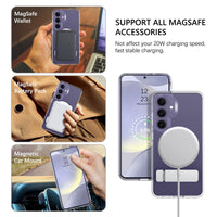 1 x RAW Customer Returns GUAGUA Samsung Galaxy S24 Case, Magnetic Compatible with Magsafe Transparent Protective Case with Metal Holder Shockproof Slim Case for Samsung Galaxy S24 Transparent - RRP €21.6