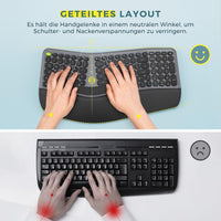 1 x RAW Customer Returns Ergonomic keyboard and mouse wireless with wrist rest, seenda 2.4GHz keyboard mouse set wireless ergonomic, split keyboard with German layout for Windows, laptop PC, black and gray - RRP €40.33