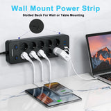 1 x RAW Customer Returns NVEESHOX power strip with 4 USB, 10-way power strip with switch, multiple socket surge protection 4000W 16A , 2M power strip wall mounting, multiple plug for office, kitchen - RRP €30.73