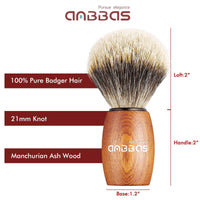 1 x RAW Customer Returns Anbbas 4-in-1 shaving set, pure badger hair shaving brush, wooden handle and large soap dish, stainless steel shaving stand with 3.5 oz natural shaving soap puck refill for men - RRP €39.31