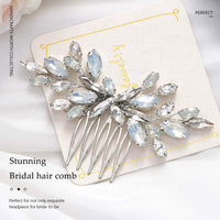 2 x RAW Customer Returns Unicra Silver Bridal Hair Comb Opal Crystal Rhinestone Hair Comb Hair Accessories for Women and Girls - RRP €19.48