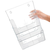 1 x RAW Customer Returns Kurtzy A4 Wall Brochure Holder Made of Clear Plastic - Three Tier Portrait Wall or Desk Brochure Holder - For Brochures, Postcards, Flyers, Menus Brochures - RRP €28.64