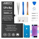 1 x RAW Customer Returns JUBOTY 5000mAh Battery for iPhone 12 Pro Max, New Upgrade Li-ion High Capacity Battery Replacement for iPhone 12 Pro Max Models A2410 A2411 A2412 A2342 with Complete Professional Repair Kit - RRP €26.21