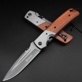 1 x RAW Customer Returns NedFoss DA52 folding knife, 28cm large one-hand knife with wooden handle, sharp pocket knife with belt clip, stable outdoor knife, survival knife, garden knife for everyday use, as a collection gift - RRP €29.21