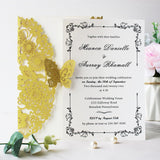 1 x RAW Customer Returns Hosmsua 20 x Gold Glitter Laser Cut Butterfly Lace Flora Wedding Invitations with Envelopes for Birthday, Wedding, Engagement, Wedding Invitation Cards 20pcs  - RRP €33.64