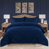 1 x RAW Customer Returns TOPLUXE Duvet 200x200, 300gsm Microfiber Quilt, 4 Seasons Duvet 200x200cm, Dark Blue  - RRP €46.13