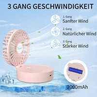 1 x RAW Customer Returns Handheld fan, portable mini fan with cool mist and rechargeable battery, foldable small pocket fan, 7 colors night lights, USB fan 3 speeds for women, children pink  - RRP €19.99