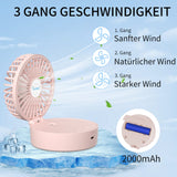 1 x RAW Customer Returns Handheld fan, portable mini fan with cool mist and rechargeable battery, foldable small pocket fan, 7 colors night lights, USB fan 3 speeds for women, children pink  - RRP €19.99