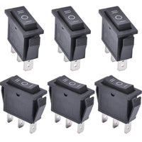 1 x RAW Customer Returns APIELE 6 Toggle Switches, 3 Position ON OFF 3 Pole SPDT Rocker Switch 250V 16A DIY Toggle Switch KCD3-103 Black On Off Switch  - RRP €11.09