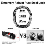 2 x RAW Customer Returns Segotendy Bicycle Lock, Extremely Robust 8MM 1020G, Bicycle Lock High Security With Key, Chain Lock Anti-Theft, Wheel Lock for Bicycle E-Scooter E-Bike MTB Moped Motorcycle - RRP €37.44