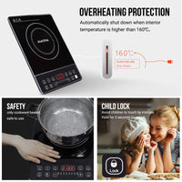 1 x RAW Customer Returns Induction Cooker AUCMA Induction Cooktop Portable Multifunction Induction Cooktop 2000W, Electric Cooktop with LED Display, 24 Hour Timer - RRP €65.1