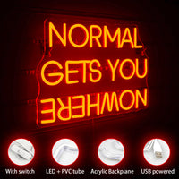 1 x RAW Customer Returns Wanxing Normal Gets You Nowhere Neon Sign Led, Red Neon Sign with USB Power Letter Neon Lights Wall for Bedroom Pub Home Bar Room Club Party Window Wall Decoration Gift - RRP €43.66