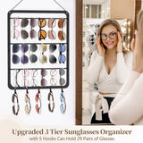 1 x RAW Customer Returns MOCOLOM 3 Tier Sunglasses Storage Organizer Wall Mounted, Extended Hanging Glasses Holder Glasses Holder with 5 Hooks, Sunglasses Organizer Holder Glasses Display - RRP €27.99