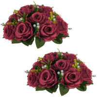 2 x Brand New Nuptio Wedding Centerpieces with Table Flowers - 2 Pieces 24cm Diameter Burgundy Artificial Flowers Ball Roses - Fake Rose Arrangements for Weddings Birthday Party Decorations - RRP €43.18