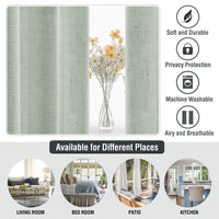 1 x RAW Customer Returns Lanqinglv curtains with eyelets voile curtain set of 2 H 213 x W 132 cm, sage green linen look semi-transparent curtains for living room bedroom children s room, linen sliding curtain - RRP €32.98