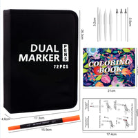 1 x RAW Customer Returns 72 Fine Tip Artist Markers, Dual Tip, Brush Pen Lettering for Children Adult Coloring Books Calligraphy Drawing Sketching - RRP €26.99