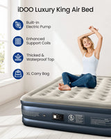 1 x RAW Customer Returns iDOO Queen air mattress, self-inflating air bed with electric air pump, quick inflation deflation in 3 minutes inflatable mattress, for camping trips holidays 152x203x38cm 295kg MAX - RRP €91.46