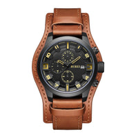 1 x RAW Customer Returns BUREI Watches Men Sport Chronograph Wristwatch Men 30M Waterproof Quartz Men s Watch for Men with Brown Leather Strap - RRP €39.99