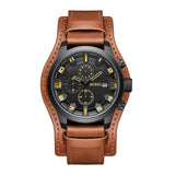 1 x RAW Customer Returns BUREI Watches Men Sport Chronograph Wristwatch Men 30M Waterproof Quartz Men s Watch for Men with Brown Leather Strap - RRP €39.99