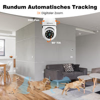 1 x RAW Customer Returns DIDseth indoor surveillance camera, 2K 3MP WLAN camera indoor plug and play, WiFi camera, 360 degree PTZ IP camera with motion detector, color night vision, automatic tracking, two-way audio - RRP €34.99