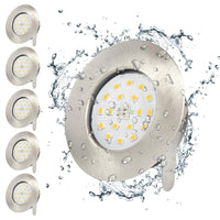 1 x RAW Customer Returns Wondlumi Pack of 6 LED recessed spotlights set IP44 bathroom LED spots 230V 5W neutral white round nickel ceiling spots 30mm flat 500lm, not dimmable - RRP €35.28